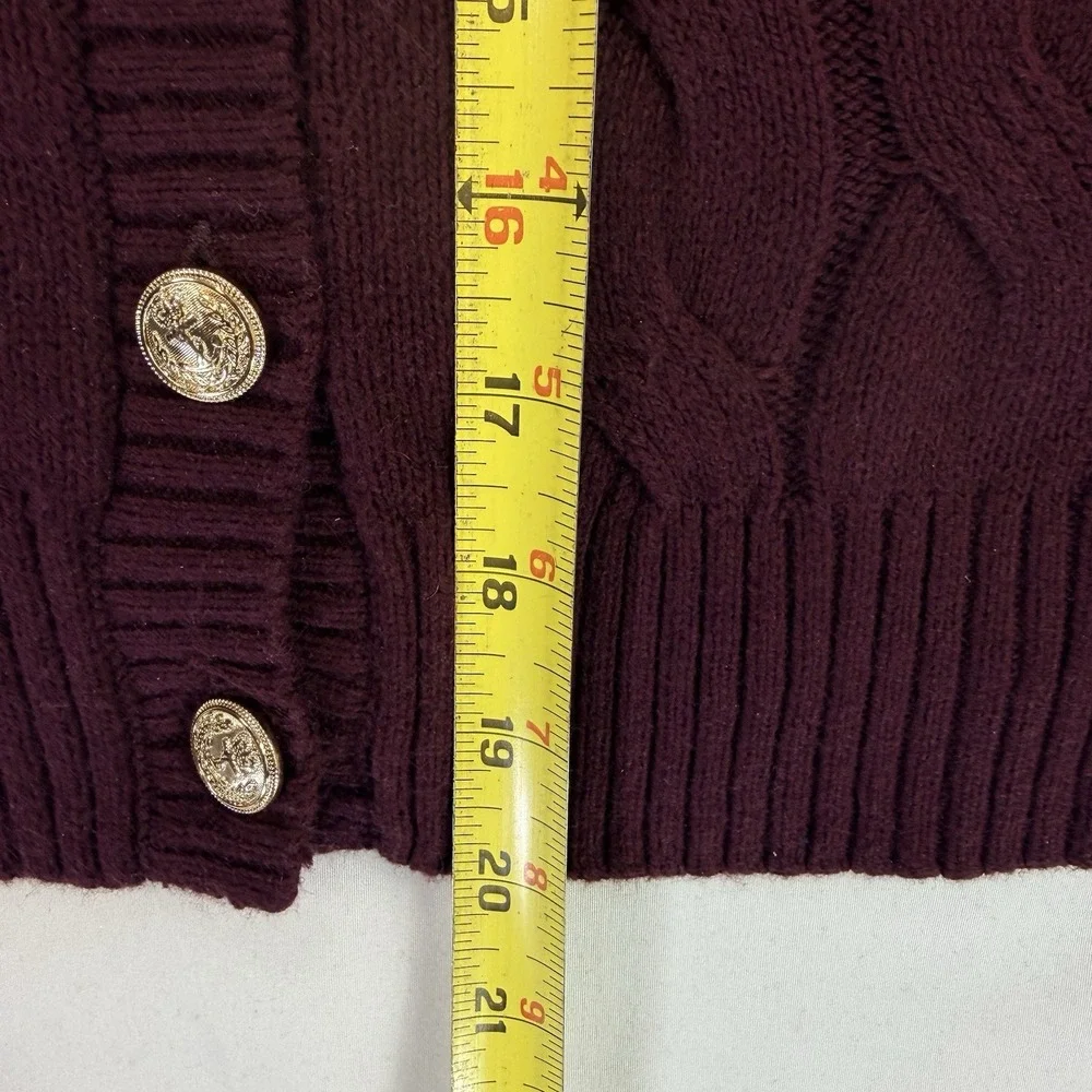 NWT TALBOTS CABLE KNIT V-NECK SWEATER VEST Rich Burgundy Gold Buttons Size M New - Picture 7 of 11
